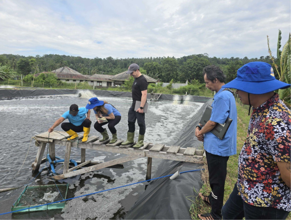 Tim Hatch Blue saat ikut cek anco di salah satu tambak SBI. ©Hatch Blue
